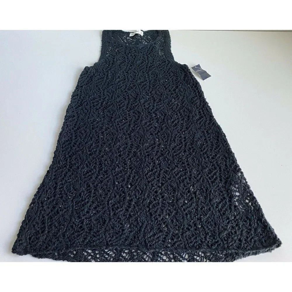 Abercrombie Kids Girl's Sz L Knit Crochet Beach Dress Black NWT Check Pictures